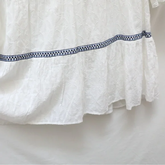 Tommy Bahama Cotton Clip Embroidered Tier Dress L vacation white boho  country - www.ronaldseam.com
